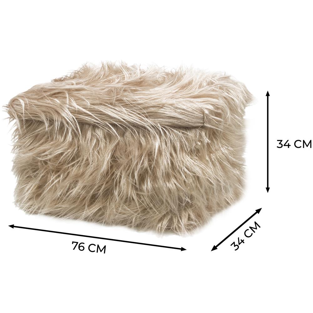 Pouf Contenitore Salotto Camera Quadrato Con Pelo Modello Double Yeti In Tinta Unita Pouf Tortora - Foto 4