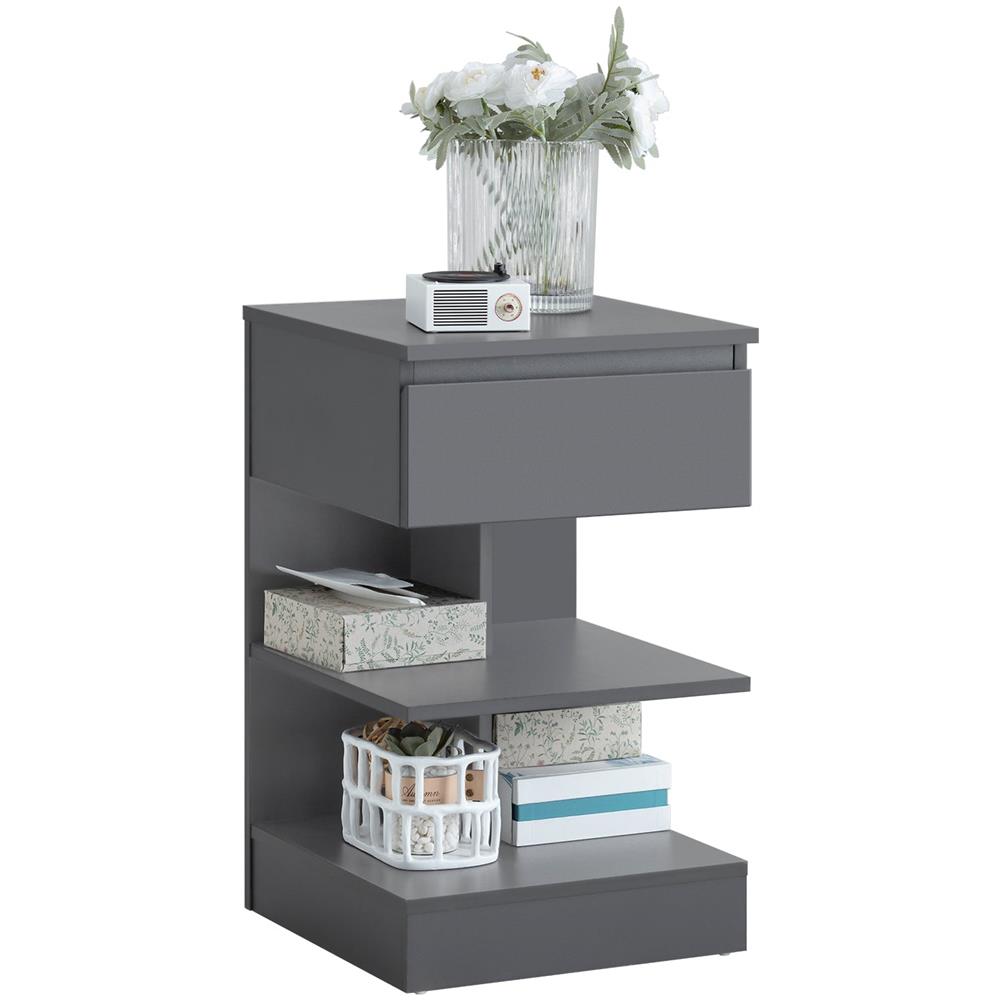 Tavolino Da Divano Tavolino Da Soggiorno Comodini Letto Con Cassetto Grigio Fbt49-hg - Foto 1