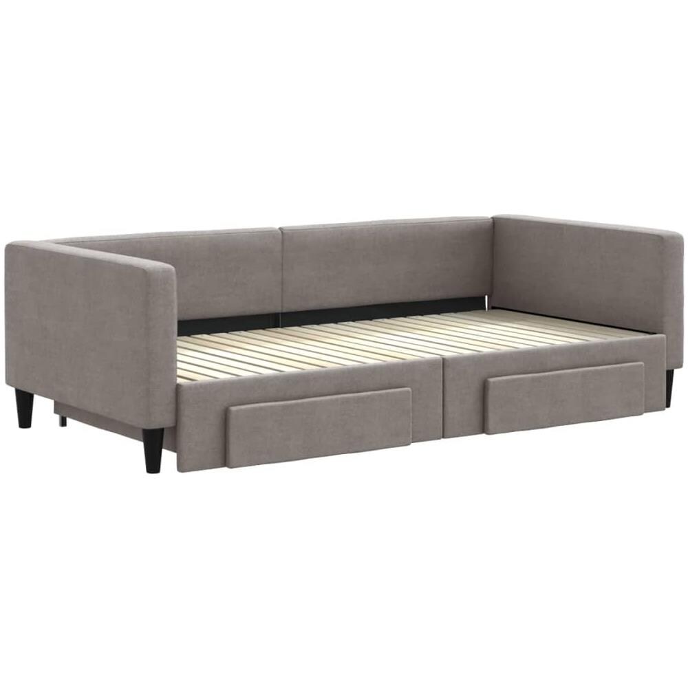 Divano Letto Estraibile Con Cassetti Tortora 100x200 Cm Tessuto - Foto 2