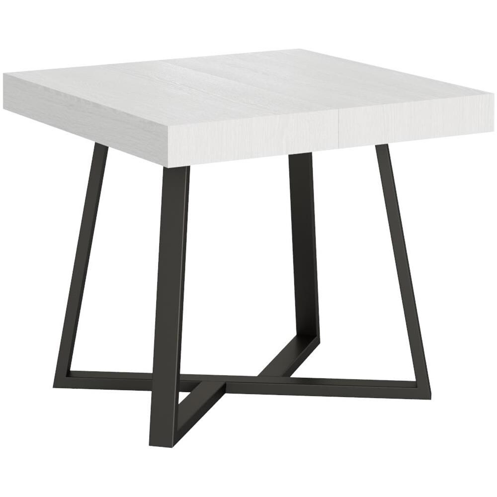 Tavolo allungabile 90x90/194 cm Zeplir bianco frassino gambe antracite - Foto 1
