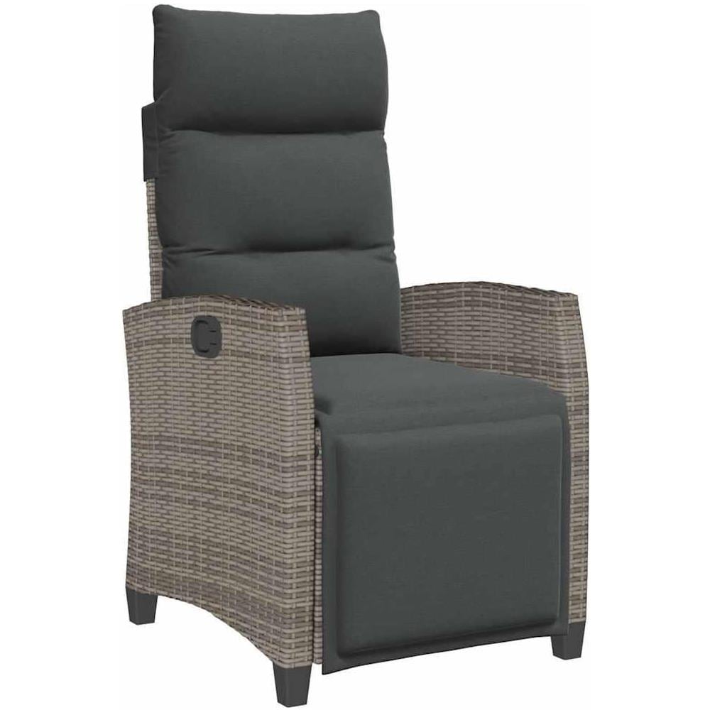 Sedia Reclinabile da Giardino con Tavolino Grigio Polyrattan - Foto 1