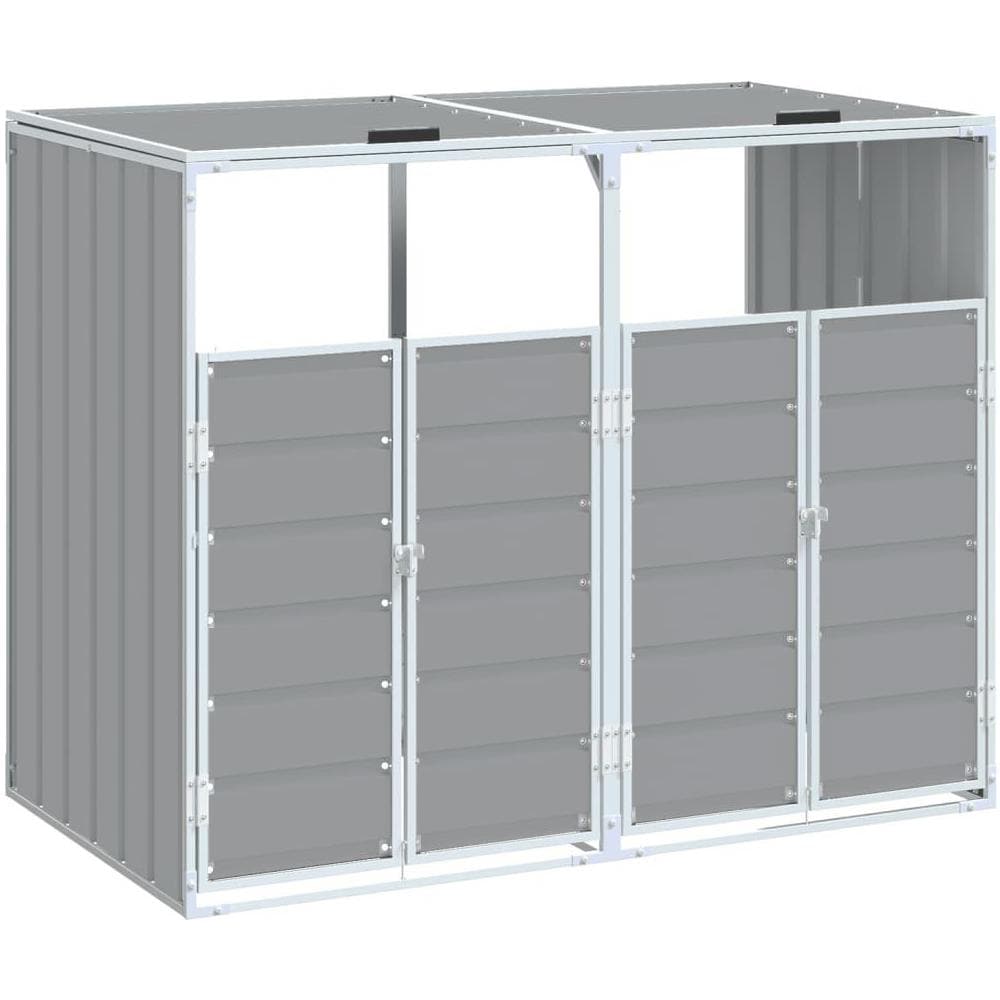 Copribidone con Ruote per 2 Bidoni Grigio 144x81x113 cm Acciaio - Foto 1