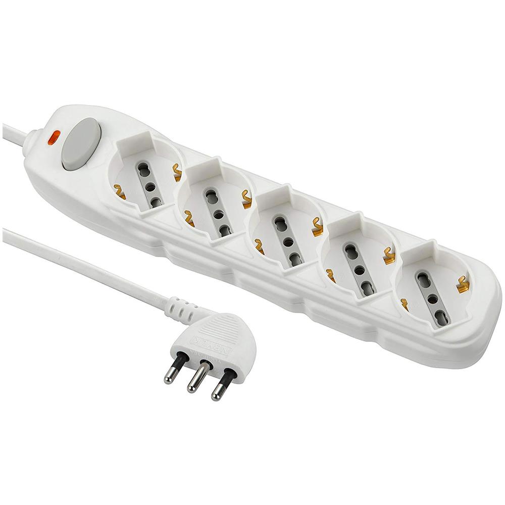 62094 Multipresa 5 posti polivalenti (schuko + 10/16A) con interruttore - cavo 3 m bianco - Foto 2