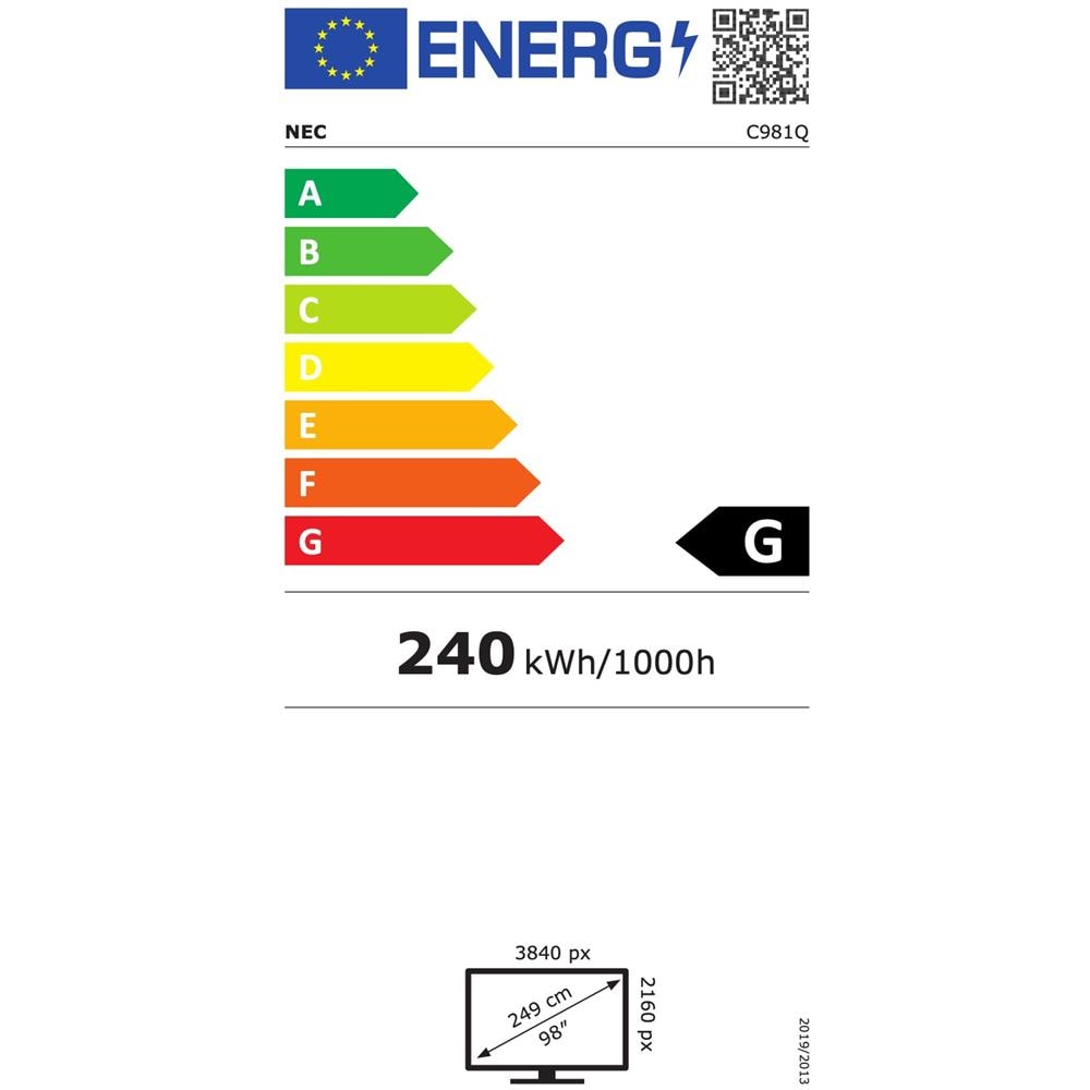 MultiSync C981Q Pannello piatto per segnaletica digitale 2,49 m (98") LED 350 cd /m² 4K Ultra HD Nero 24/7 - Foto 1