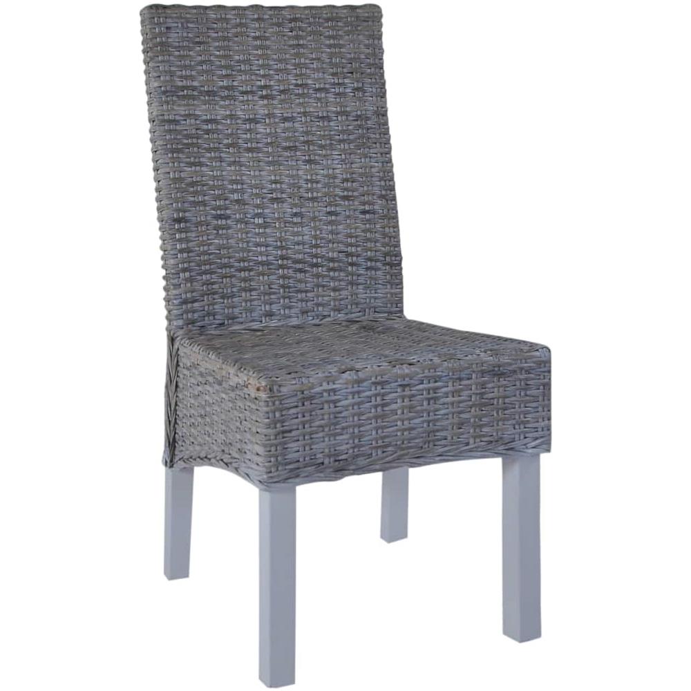 Sedie Sala Da Pranzo 6 Pz In Rattan Kubu E Legno Di Mango Grigie - Foto 7