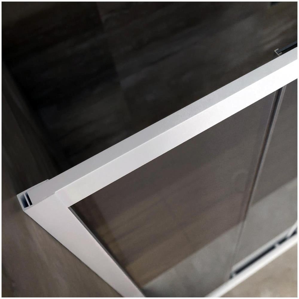 F.T Porta Doccia Nicchia in PVC 100 CM H190 Vetro Stampato Cincill/à MOD Glax 1 Anta Profilo Bianco