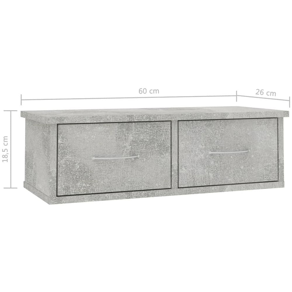 Scaffale Cassetti Parete Grigio Cemento 60x26x18,5 Multistrato - Foto 7