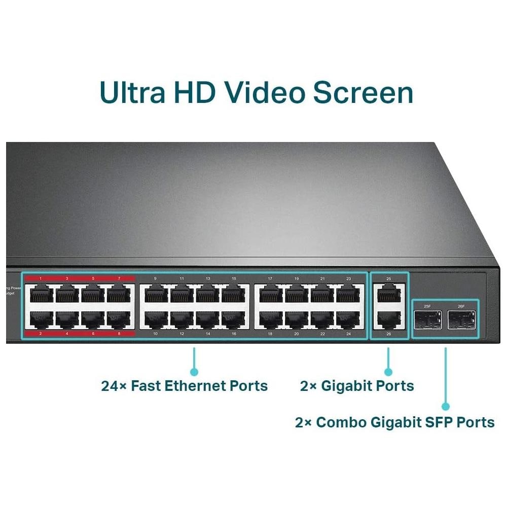 Switch TL-SL1226P 24 Porte Gigabit 10 / 100 con 2 Porte Ethernet Sfp - Foto 2