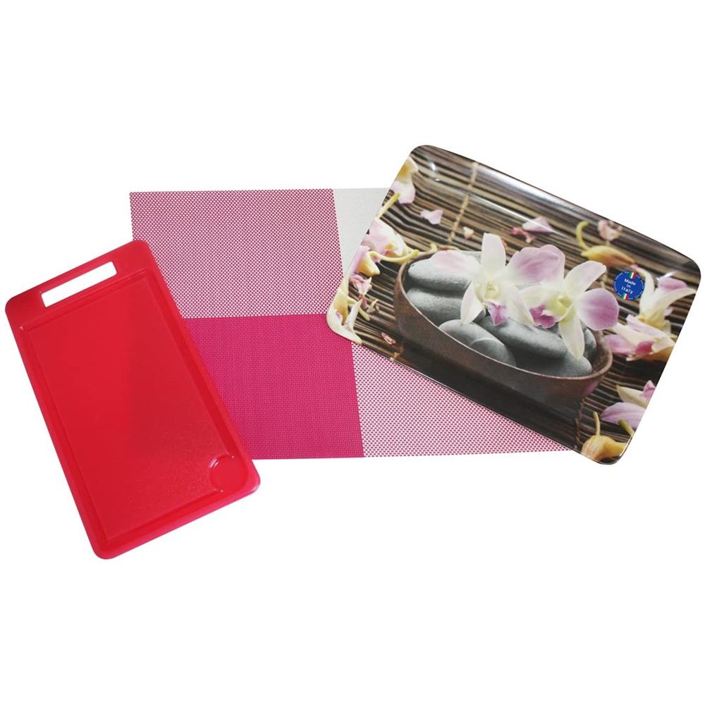 Kit Vassoio, Tovaglietta Fucsia, Tagliere Fucsia Made In Italy - Foto 1