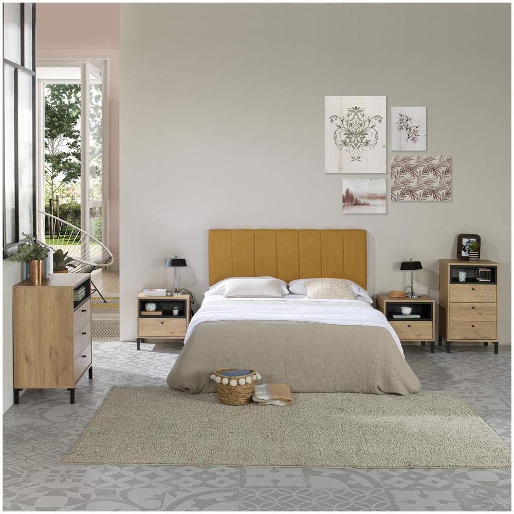 Testiera Rivestita In Tela Creta 160x60 Cm Color Senape Ricamo Verticale, 8 Cm Di Spessore, Include Hardware Per Il Fissaggio Alla Parete - Foto 2