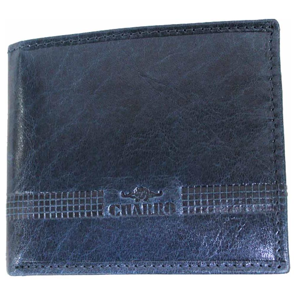 CHARRO Portafoglio Uomo Vera Pelle Blu Scuro, con Portamonete, 7 Porta Carte di Credito e Finestra ID, Scatola Regalo