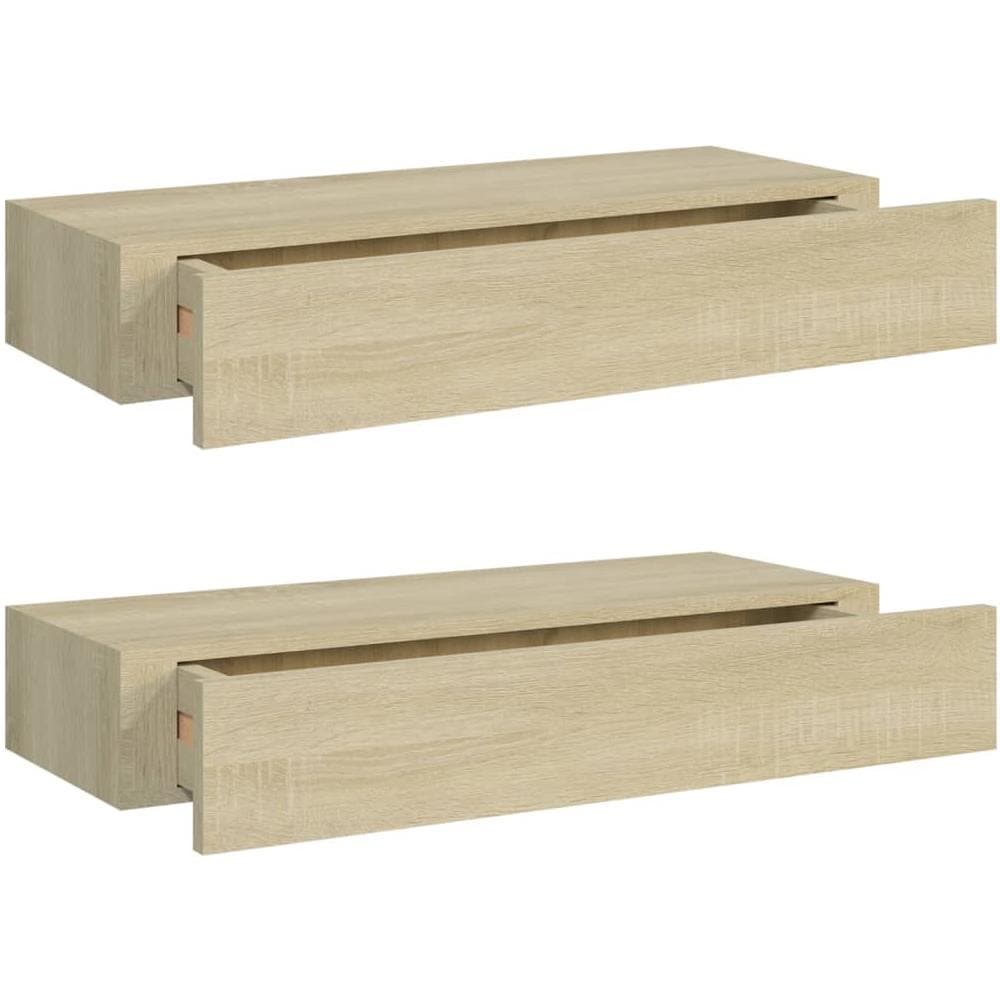 Scaffali Con Cassetti Da Parete 2 Pz Rovere 60x23,5x10 Cm Mdf - Foto 2