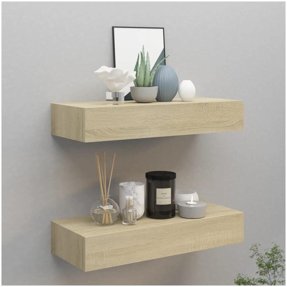 Scaffali Con Cassetti Da Parete 2 Pz Rovere 60x23,5x10 Cm Mdf - Foto 1
