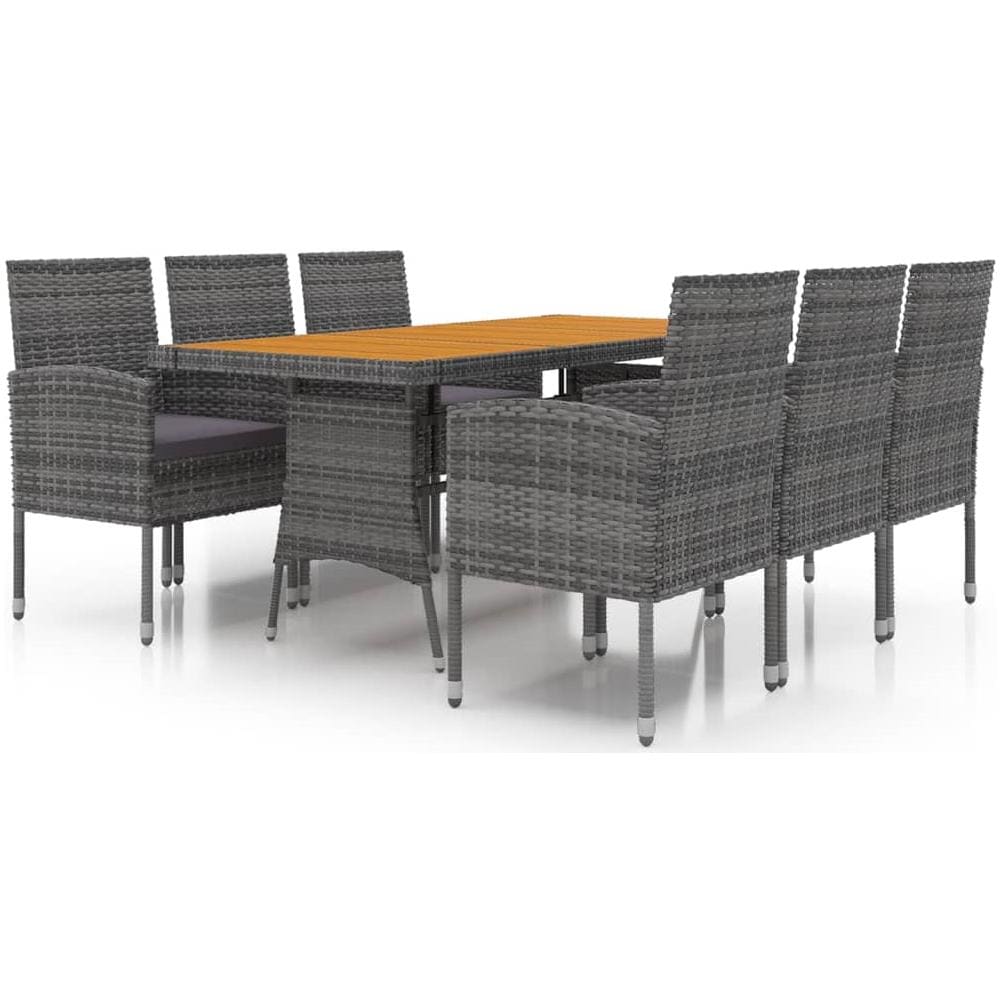 Set Da Pranzo Per Esterni 7 Pz In Polyrattan Grigio - Foto 1