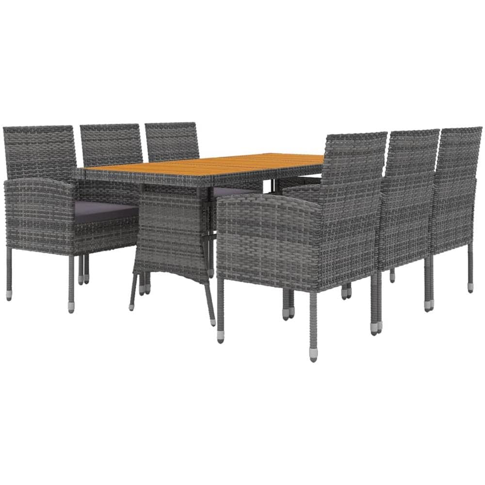 Set Da Pranzo Per Esterni 7 Pz In Polyrattan Grigio - Foto 2