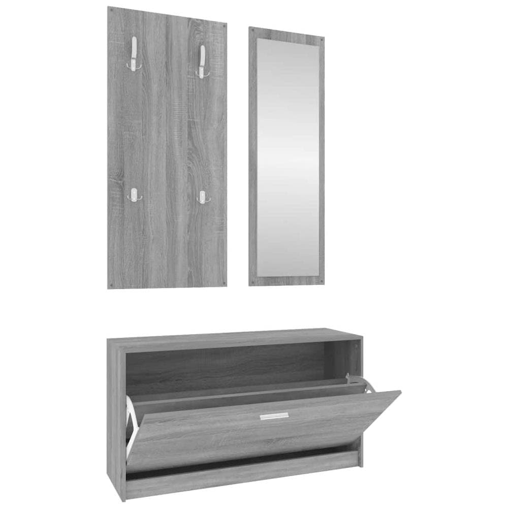 Set Scarpiere 3 In 1 Grigio Sonoma In Legno Multistrato - Foto 2