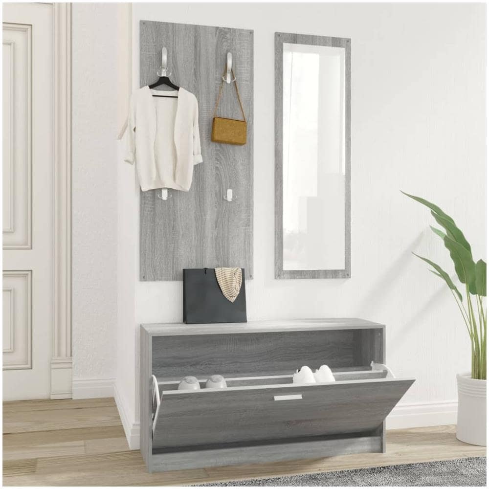 Set Scarpiere 3 In 1 Grigio Sonoma In Legno Multistrato - Foto 1