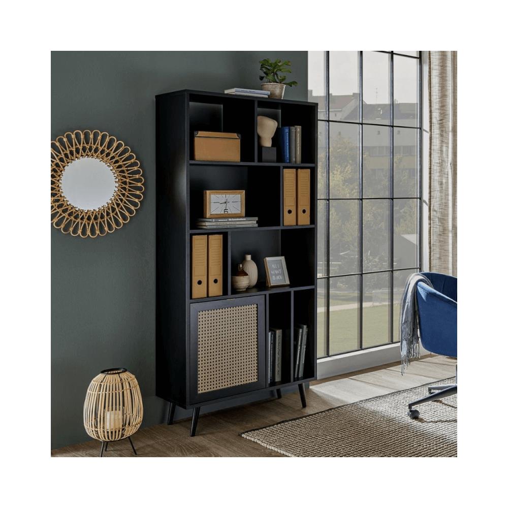 Libreria Vienna20a Nera Con Frontali Effetto Vimini - Foto 1