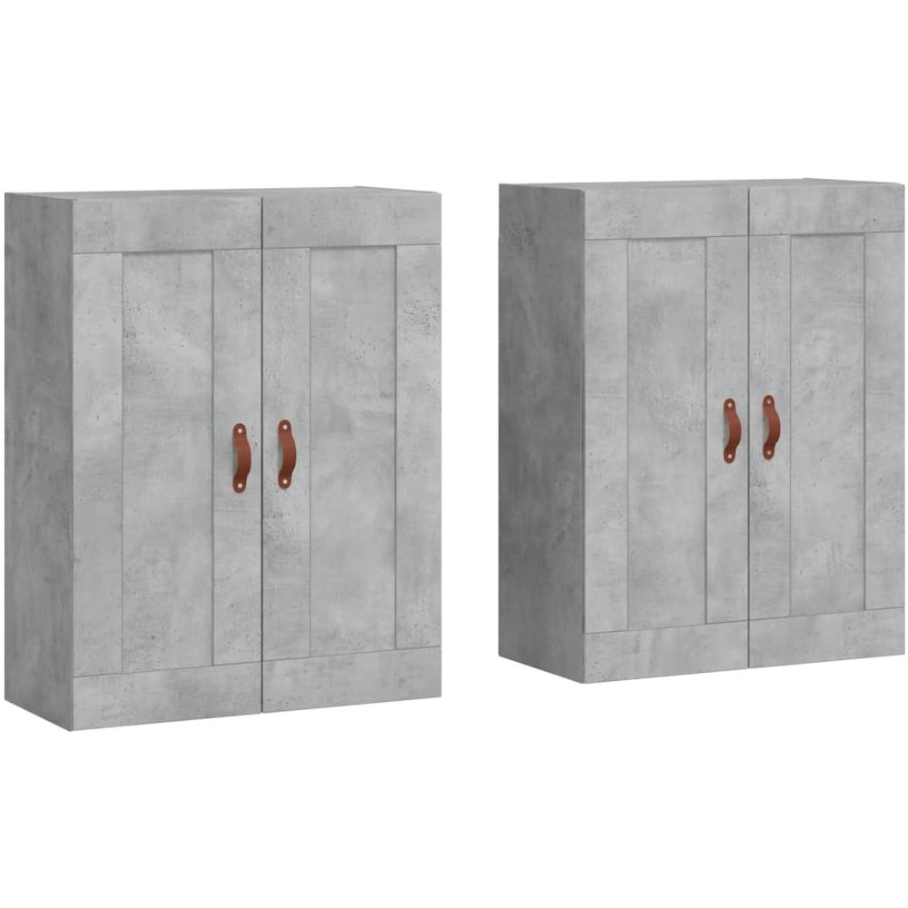 Armadietti A Parete 2 Pz Grigio Cemento In Legno Multistrato - Foto 1