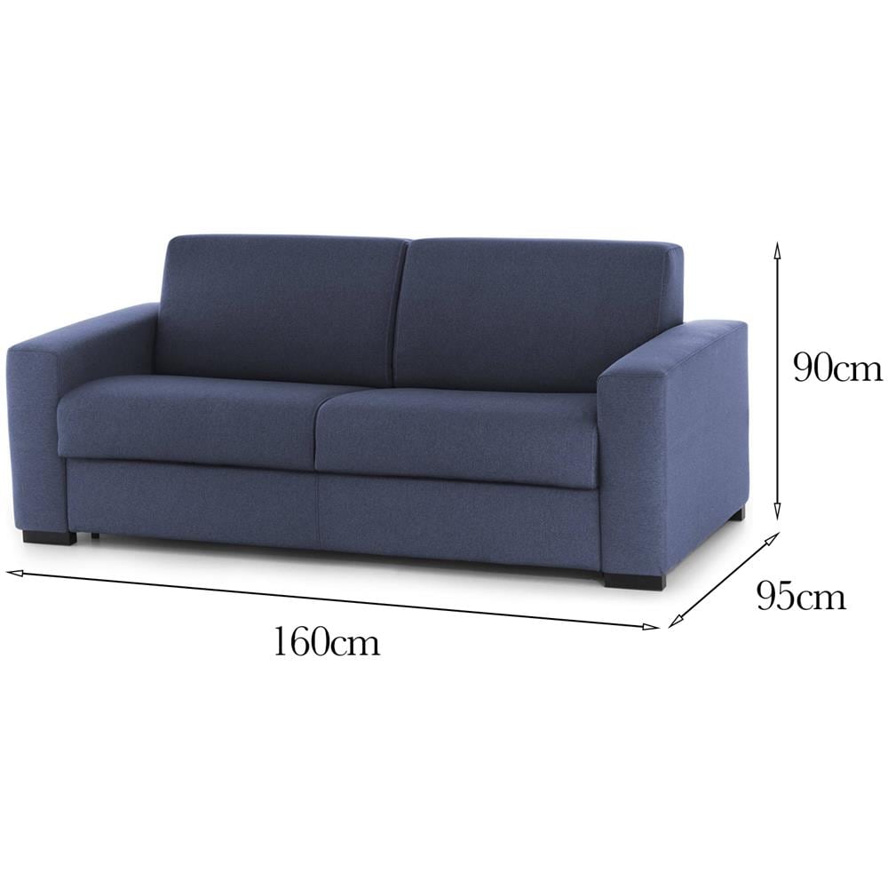 Divano Fisso Selene, Divano A 2 Posti, 100% Made In Italy, Sofà Soggiorno, In Tessuto Imbottito, Con Braccioli Slim, Cm 160x95h90, Blu - Foto 4