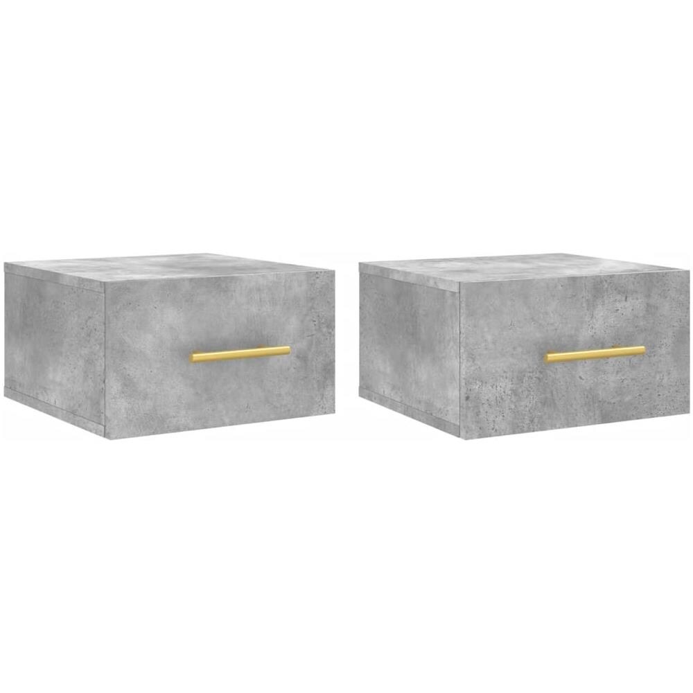 Comodini A Muro 2 Pz Grigio Cemento 35x35x20 Cm - Foto 2