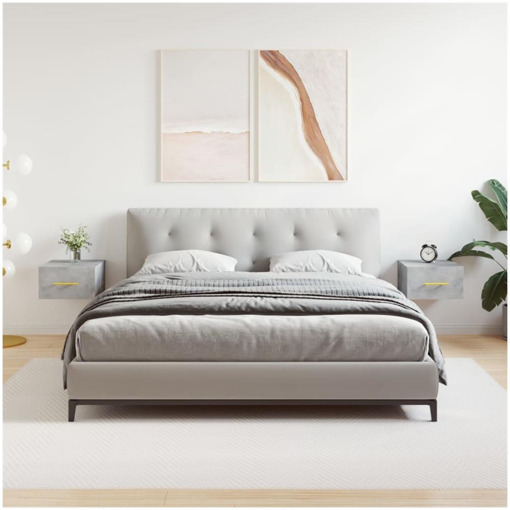 Comodini A Muro 2 Pz Grigio Cemento 35x35x20 Cm - Foto 1