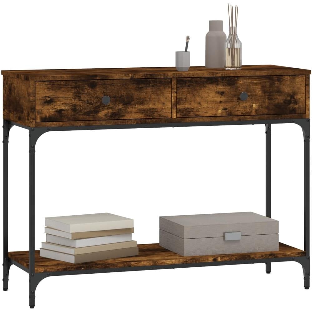 Tavolino Consolle Rovere Fumo 100x34,5x75cm Legno Multistrato - Foto 3