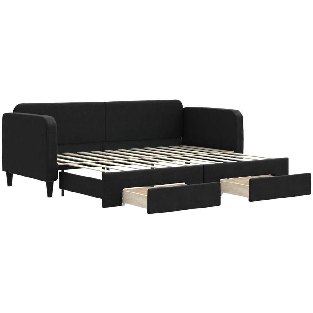 Divano Letto Estraibile Con Cassetti Nero 80x200 Cm In Tessuto - Foto 1
