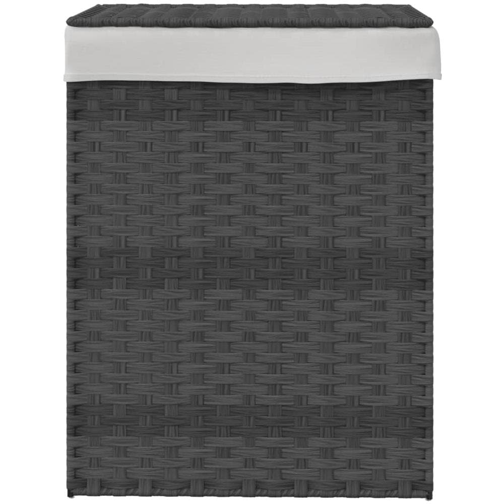 Cesto Portabiancheria Coperchio Grigio 46x33x60 Cm Polyrattan - Foto 3