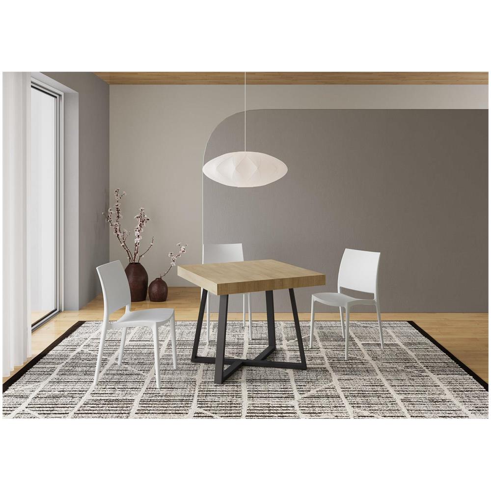 Tavolo allungabile 90x90/194 cm Zeplir quercia natura gambe antracite - Foto 2