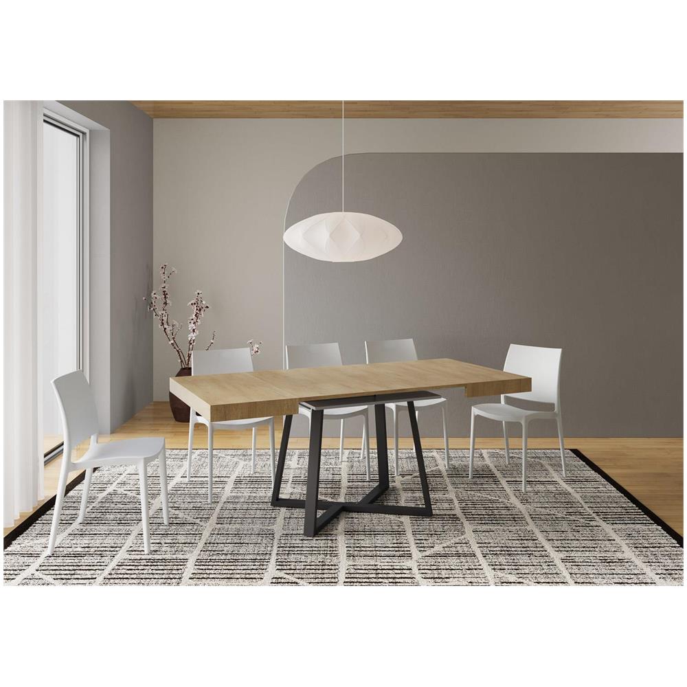 Tavolo allungabile 90x90/194 cm Zeplir quercia natura gambe antracite - Foto 3
