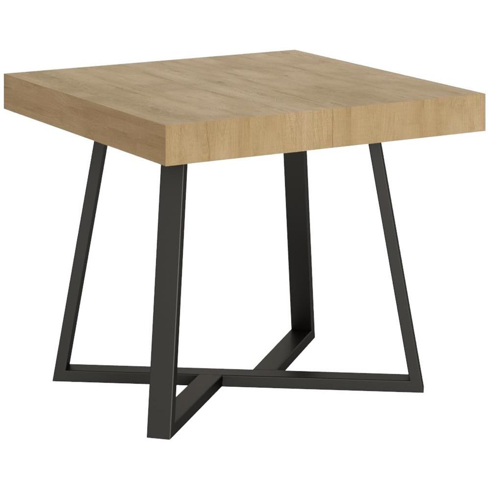 Tavolo allungabile 90x90/194 cm Zeplir quercia natura gambe antracite - Foto 1