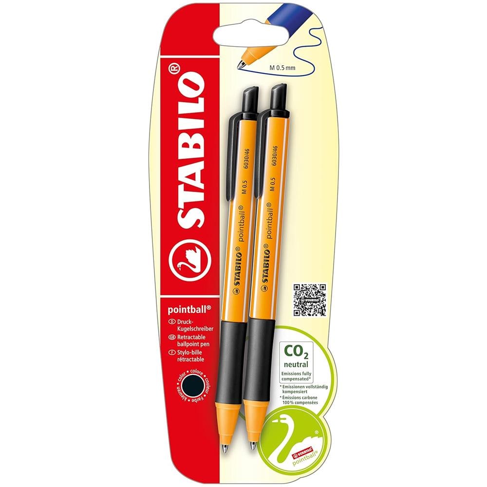 pointball - Penna a Sfera Ecosostenibile - CO2 neutral - Pack da 2 - Nero - Foto 1