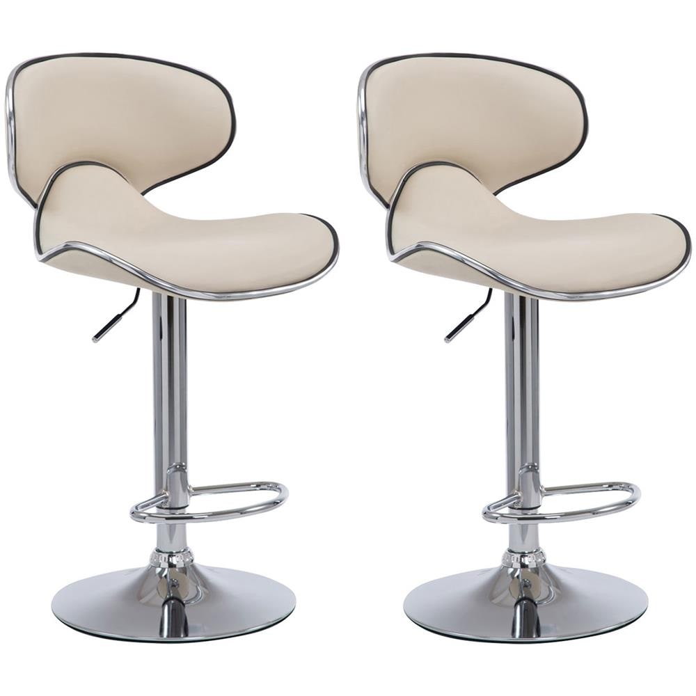 Set 2 Sgabelli Cucina Las Vegas V2 in Similpelle - Coppia Sedie Sgabello Imbottite Girevoli e Regolabili 62-82cm con Schienale Crema - Foto 1