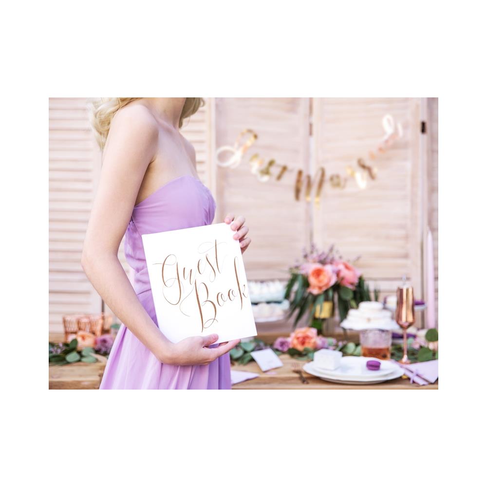 Partydeco - Guest Book Bianco E Oro Rosa - Foto 2