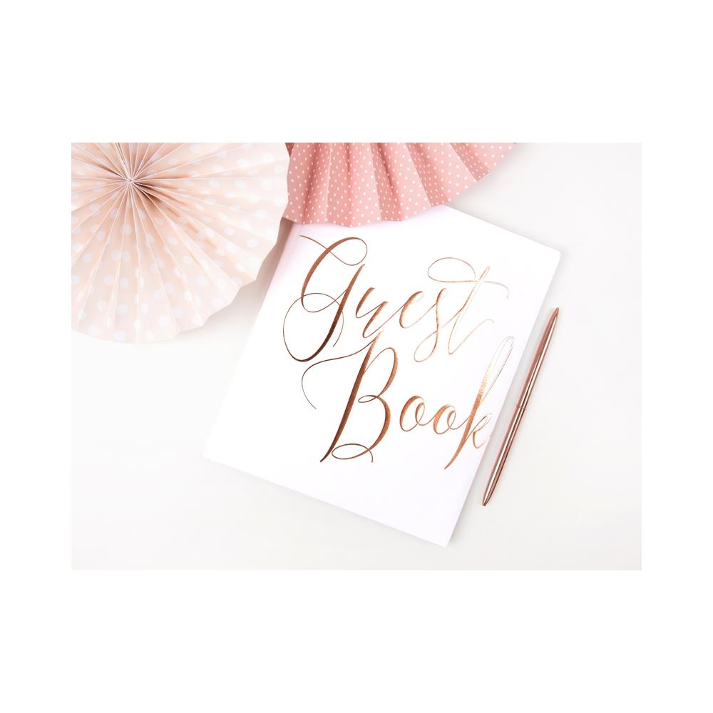 Partydeco - Guest Book Bianco E Oro Rosa - Foto 3