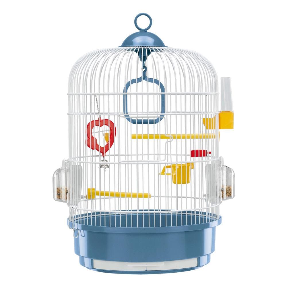 Gabbia Rotonda Regina Per Canarini E Piccoli Uccelli, In Plastica E Metallo, Accessori Inclusi - Foto 1