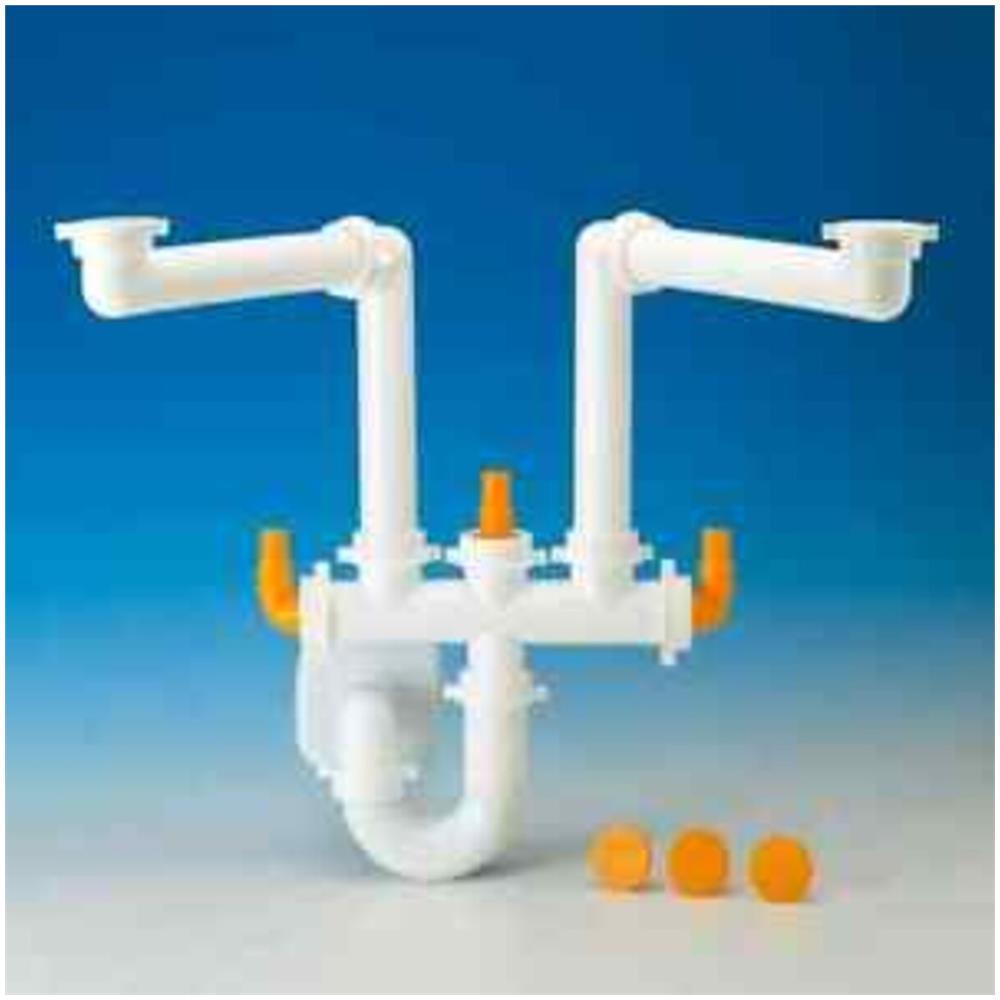 9.1275.03 Sifone Lavello Cucina 2 Vasche Salvaspazio 2 Vie Colore Grigio - Foto 1