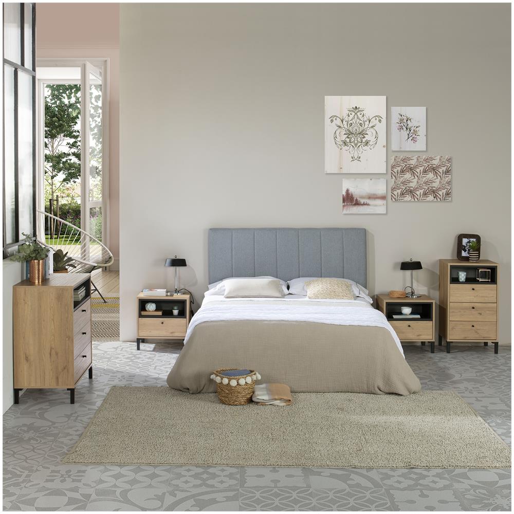 Testiera Rivestita In Tela Creta 140x60 Cm Color Grigio, Per Letto 135 Ricamo Verticale, 8 Cm Di Spessore, Include Hardware Per Il Fissaggio Alla Parete - Foto 2