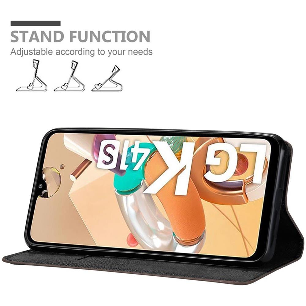 Custodia Compatibile Con Lg Kq51 In Bruno Caffè - Coperchio Protettiva Con Chiusura Magnetica, Funzione Stand E Tasca Per Le Carte - Foto 2