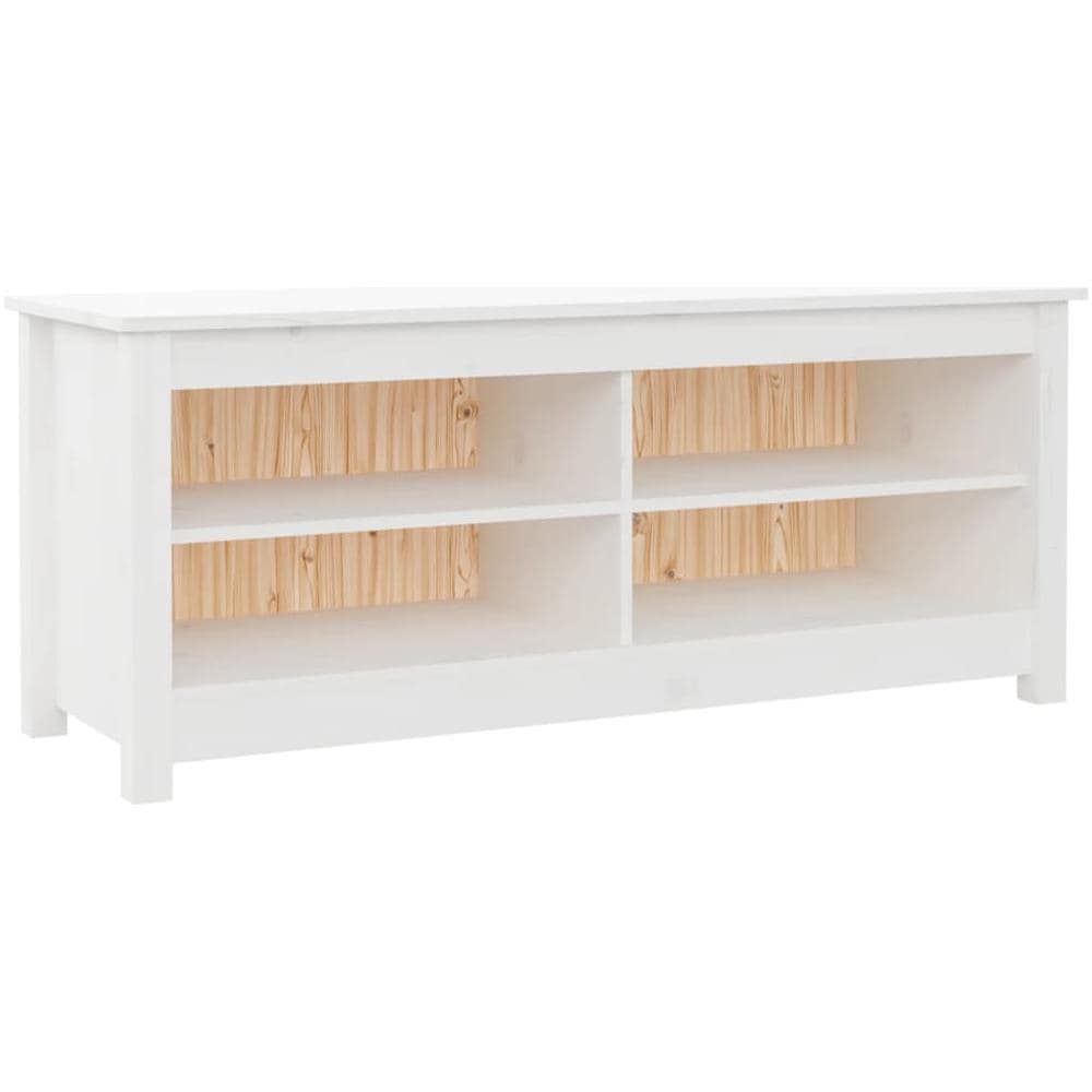Scarpiera Bianca 110x38x45,5 Cm In Legno Massello Di Pino - Foto 2
