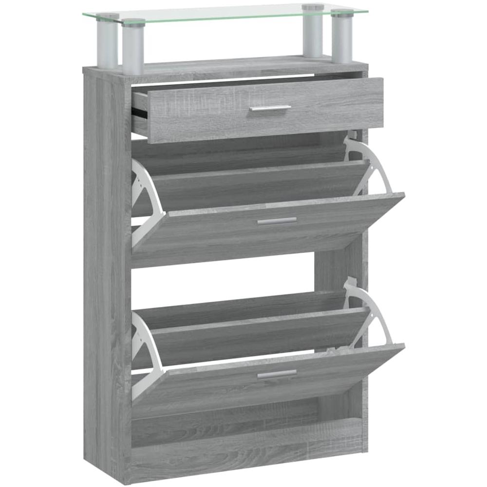 Scarpiera Grigio Sonoma 63x24x104 Cm In Legno Multistrato - Foto 2