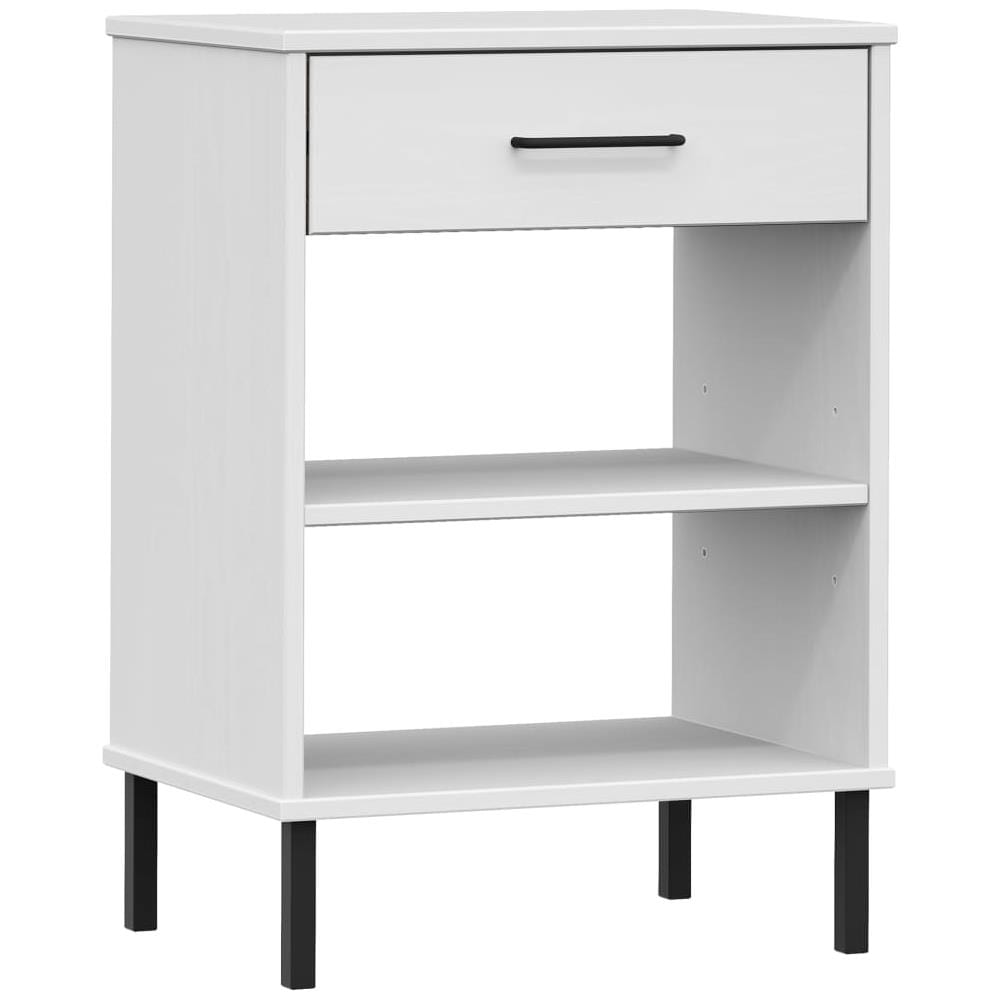 Mobile Consolle Gambe Metallo Bianco Legno Massello Pino Oslo - Foto 2