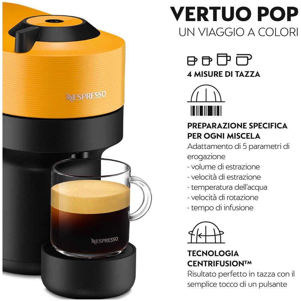 Macchina da Caffè Vertuo Pop ENV90.Y Capsule Nespresso 0.56 Litri Colore Nero / Giallo - Foto 2