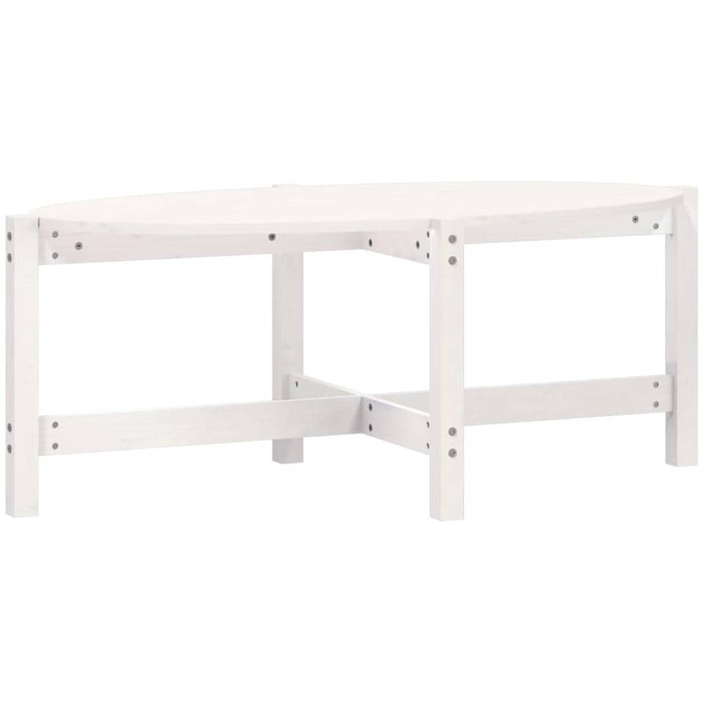 Tavolino Da Salotto Bianco 118x63x45 Cm Legno Massello Di Pino - Foto 2