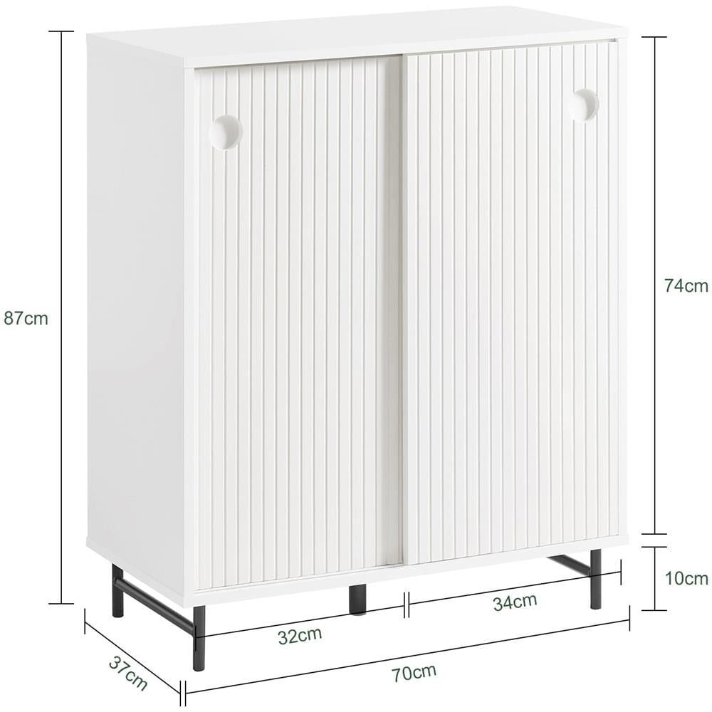 Credenza Con Anta Scorrevole, Cassettiera, Mobile Da Cucina, Scarpiera Da Ingresso, Bianco, 70x37x87cm, Fsb62-w - Foto 2