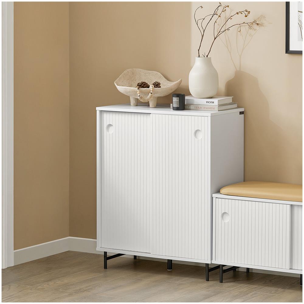 Credenza Con Anta Scorrevole, Cassettiera, Mobile Da Cucina, Scarpiera Da Ingresso, Bianco, 70x37x87cm, Fsb62-w - Foto 7