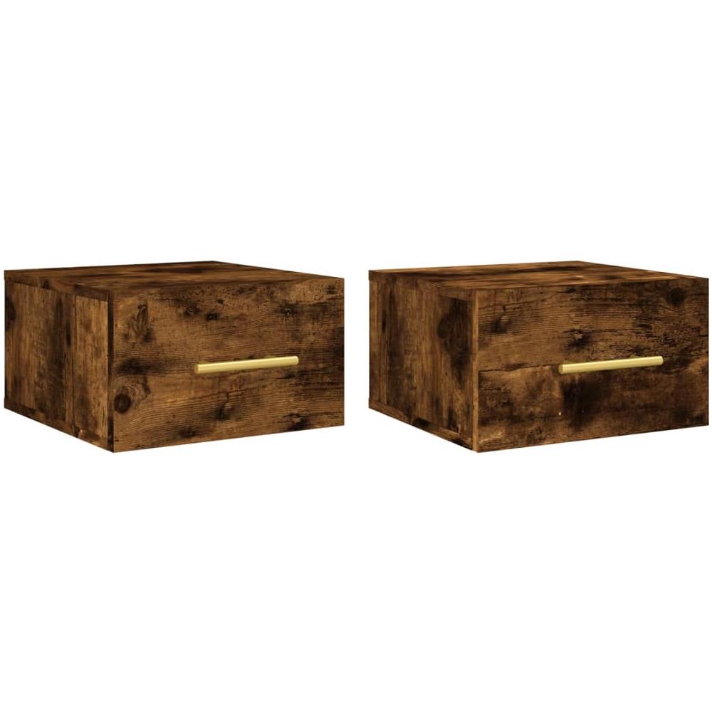 Comodini A Muro 2 Pz Rovere Fumo 35x35x20 Cm - Foto 2