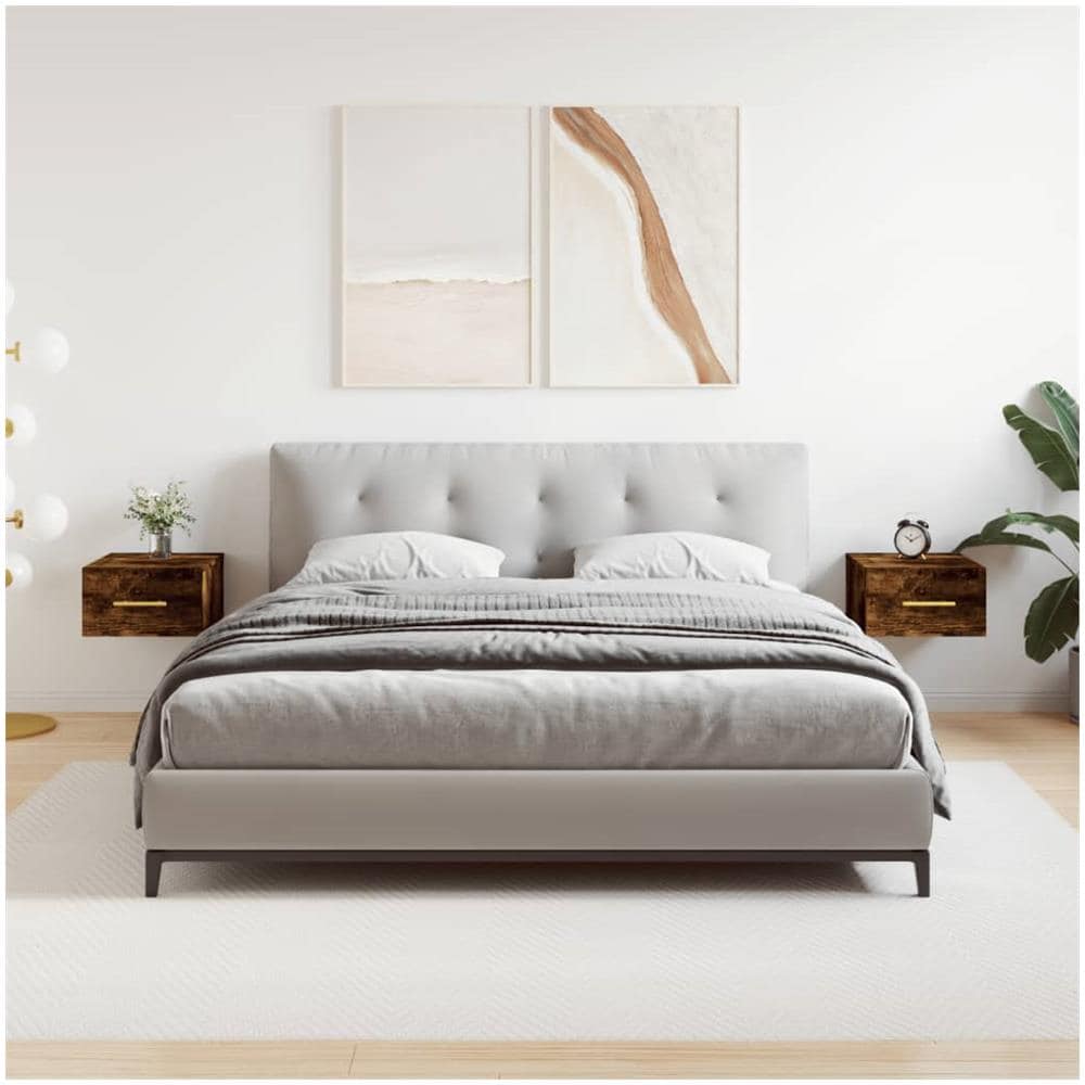Comodini A Muro 2 Pz Rovere Fumo 35x35x20 Cm - Foto 1
