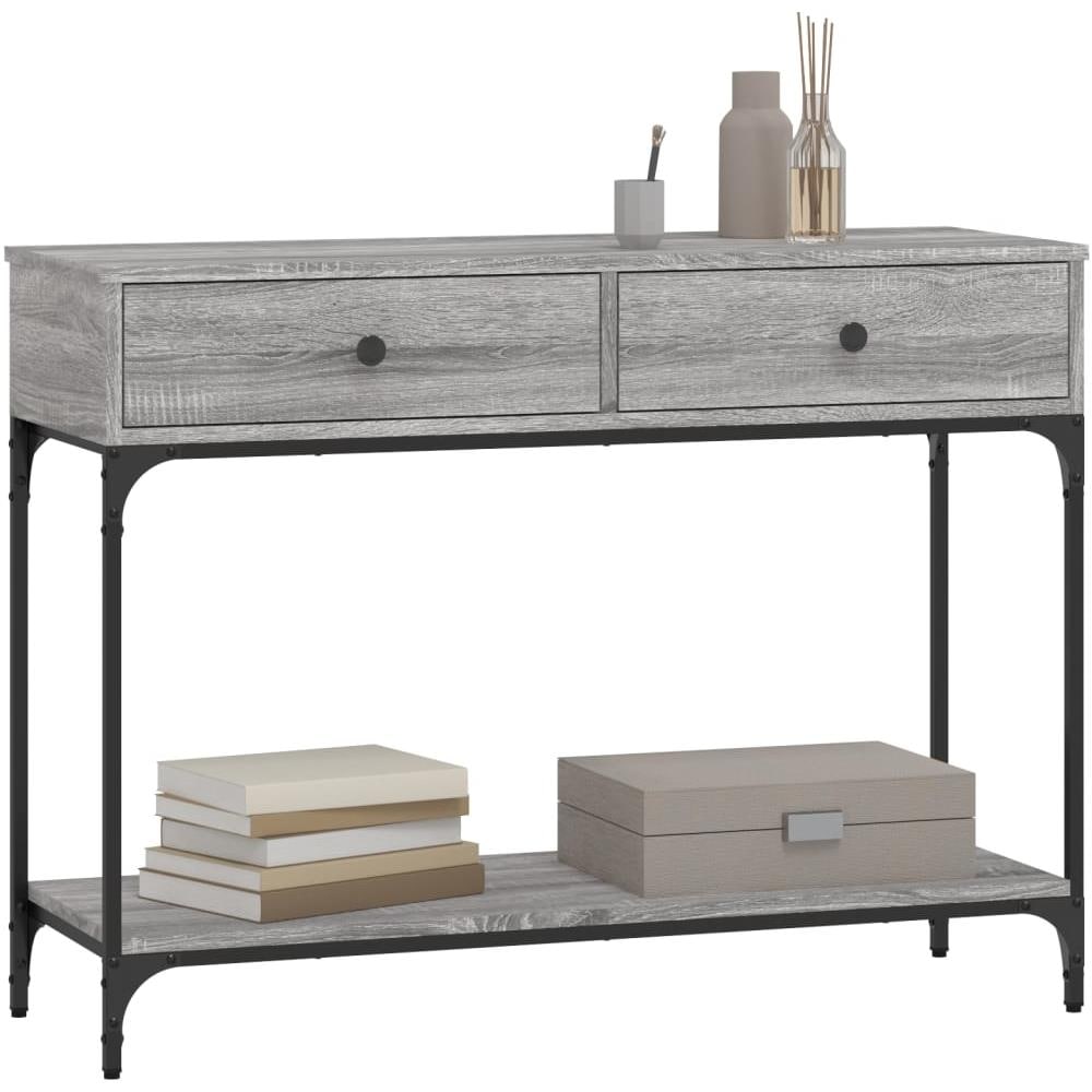 Tavolino Consolle Grigio Sonoma 100x34,5x75cm Legno Multistrato - Foto 3